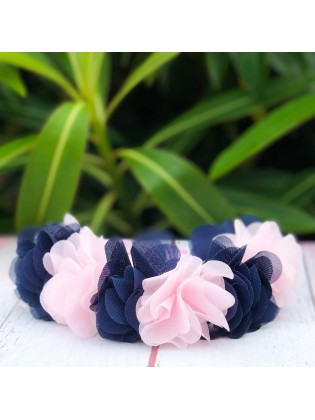 Girl Flower Crown Headband Navy Blue With Pink