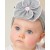 Baby girl cotton hat Grey with flower