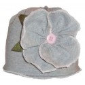 Baby Girl Cotton Hat Grey With Flower 