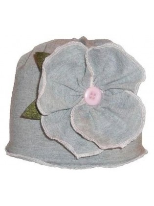 Baby Girl Cotton Hat Grey With Flower 