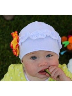 Baby Girl Cotton Hat White With Rose