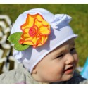 Baby Girl Cotton Hat White With Rose