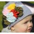 Baby girl cotton hat Grey with bouquet