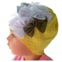 Baby Girl Cotton Hat Yellow With Dots