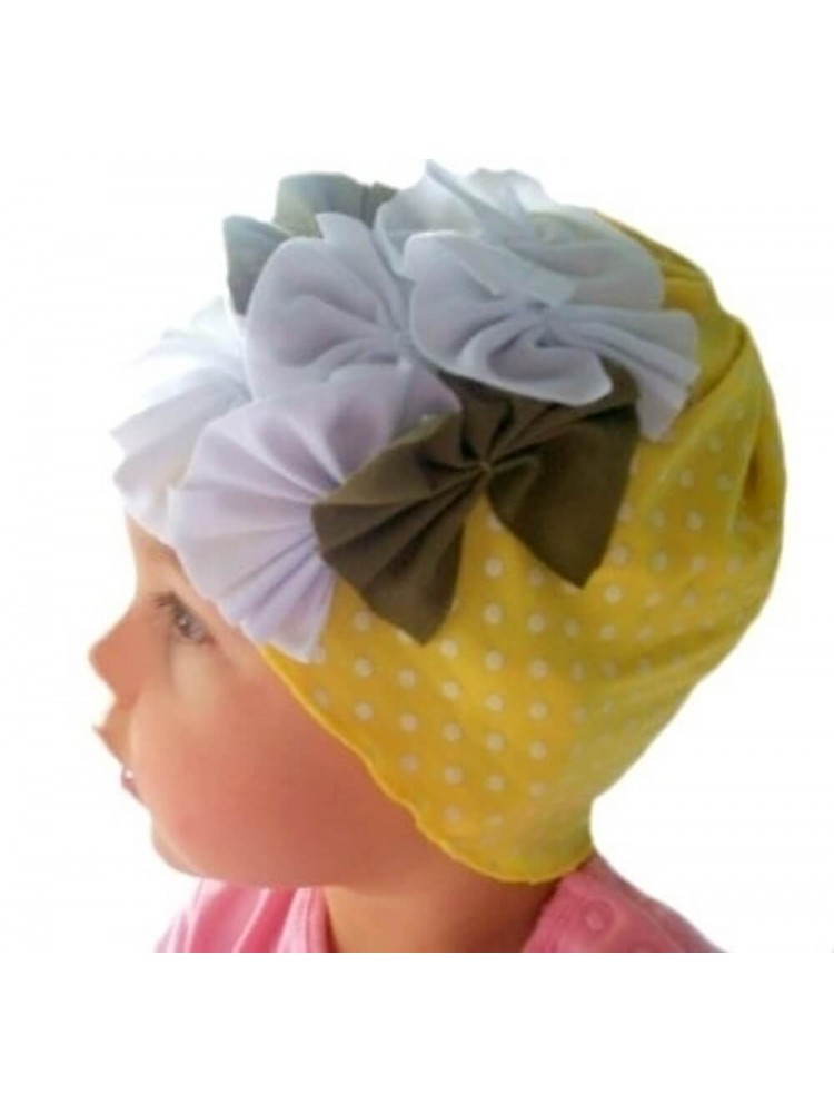 Baby Girl Cotton Hat Yellow With Dots