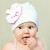 Baby girl white cotton hat Dotty pink flower