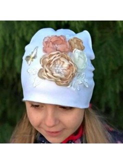 Baby Girl Handmade Hat Champagne Flowers
