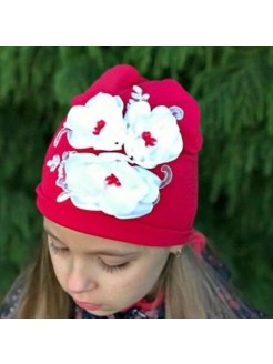 Handmade Baby Girl Red With White Little Diva Hat