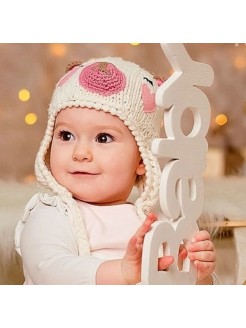 Baby girl crochet hat Βear white