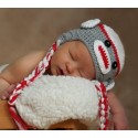 Baby Girl Cute Grey Monkey Crochet Hat