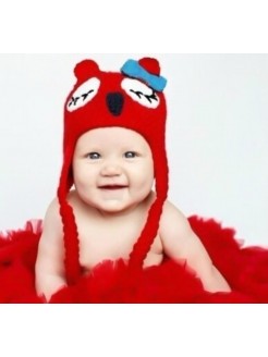 Baby girl crochet red Owl hat