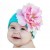 Girl cotton hat Aqua with Pink flower