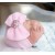 Newborn hat Pink with bow and rhinestone