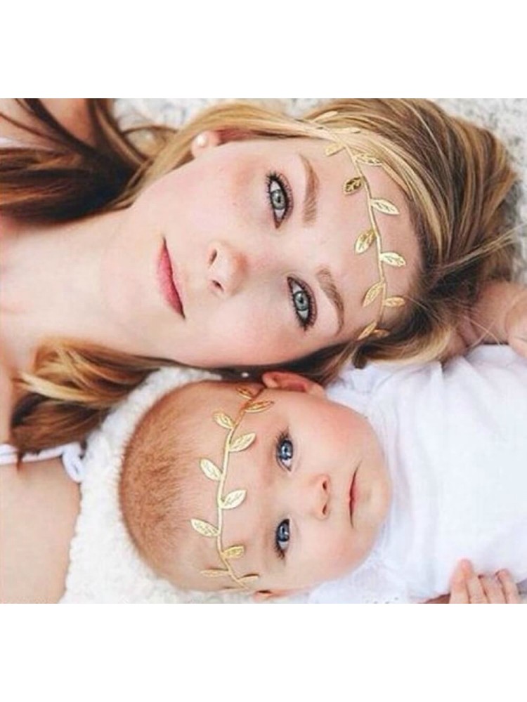Mother and Daughter Matching Headbands Olive Leaves 