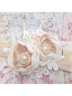 Exclusive baby girl headband Champagne Flowers