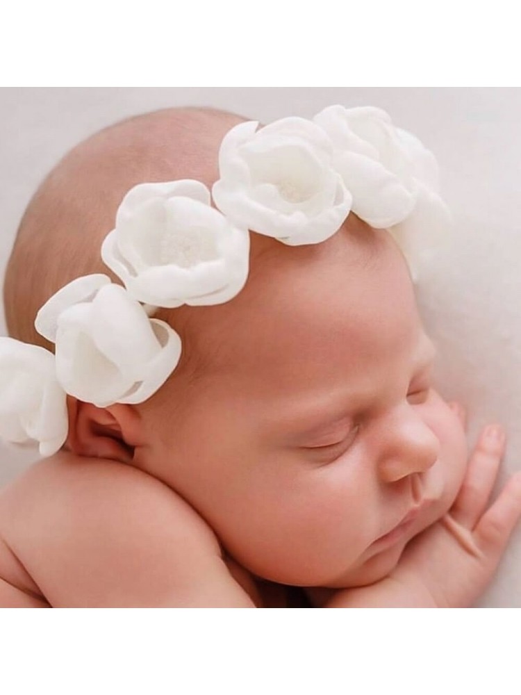 Newborn flowers crown headband Satin flowers Newborn flowers crown headband Satin flowers