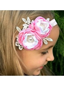 Exclusive Baby Girl Headband Pink With White Flowers