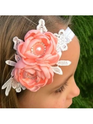 Luxury Baby Girl Headband Peach Flowers