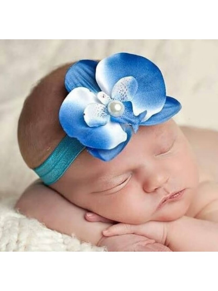 baby girl headband blue orchid flower