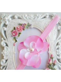 baby girl headband pink orchid flower 