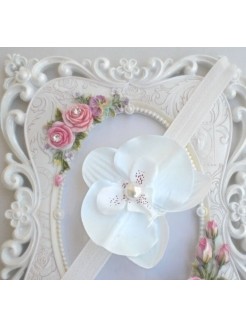 baby girl white orchid flower headband