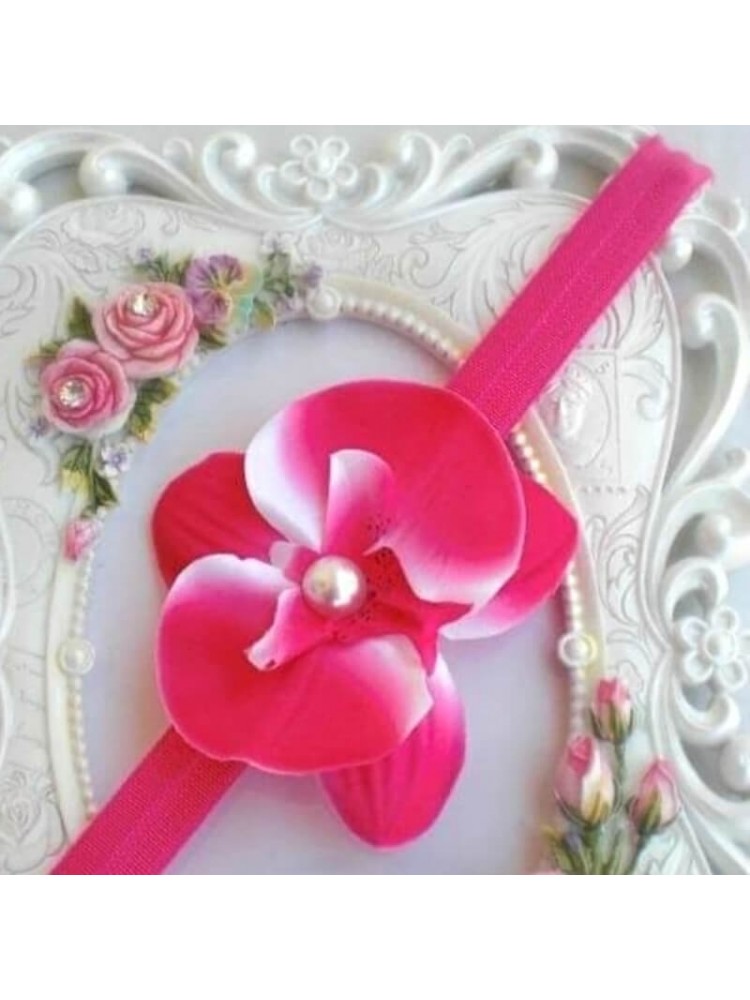 baby girl watermelon orchid flower headband