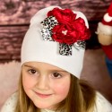 Baby Girl Handmade Hat Leopard And Red Flowers