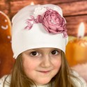 Handmade Baby Girl Hat With Dusty Pink Flowers