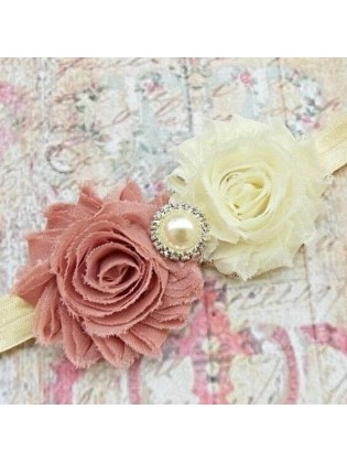 Baby girl headband Cream with dusty pink