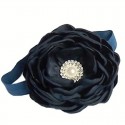 Headband Navy blue rhinestone flower