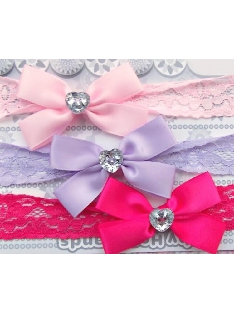 Newborn Headbands Set Diamante Satin Bows