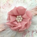 Baby girl headband dusty pink flower with feather