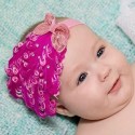 Baby headband Fuchsia feathers with bow