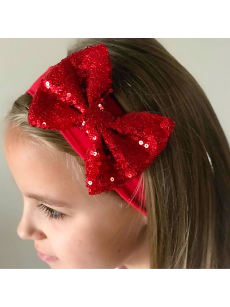 baby girl christmas headband red bow
