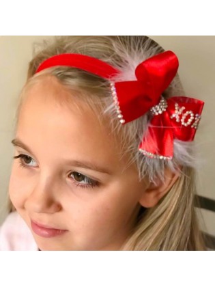 Baby girl red Christmas bow headband