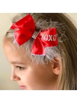 Baby girl red Christmas bow headband