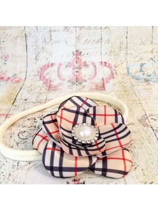 Burberry-inspired flower headband accessory for babies and toddlers