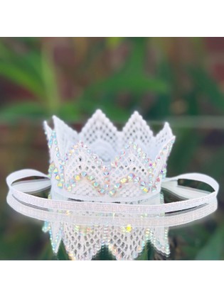 Baby girl lace crown headband with crystals