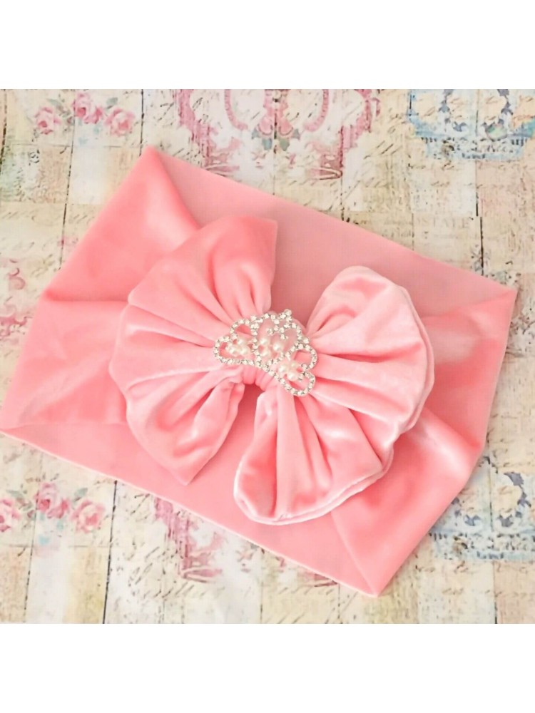 Baby Girl Velour Turban Bow Headband