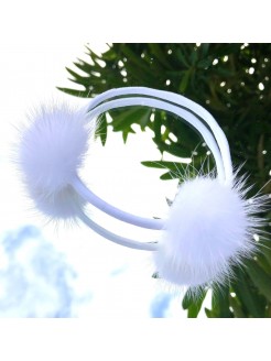 Baby mink fur pom pom headband