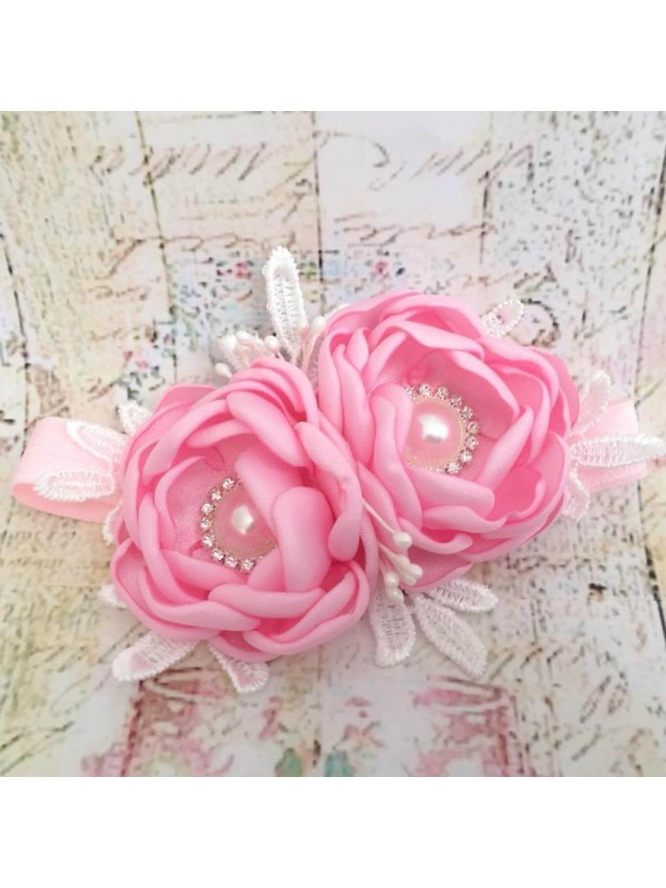 Exclusive baby girl headband Baby Pink Flowers