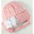 Baby girl winter hat Pink with Flowers