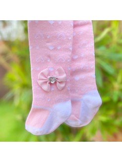 Baby girl tights Diamante bow pink