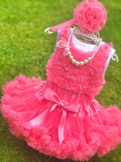 baby girl birthday skirt tutu coral pink