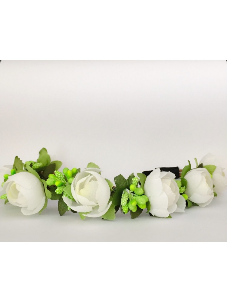 Baby Girl Flower Crown Christening Headband White Roses Roses