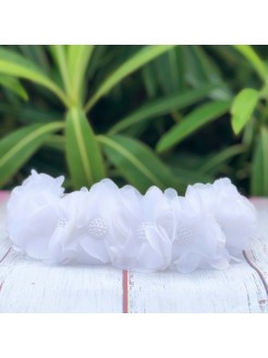 Girl Christening Crown Headband with White Flowers