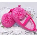 Newborn girl prewalker shoes in rose pink color