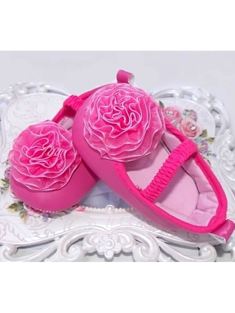 Newborn girl prewalker shoes in rose pink color