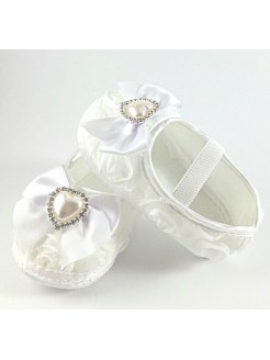 Baby Girl Christening Shoes White Rosette and Pearl