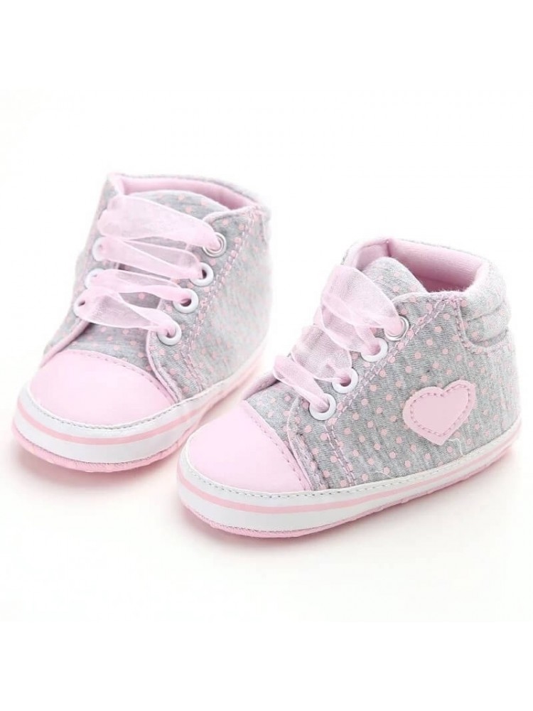 Newborn baby girl trainer shoes silver with pink